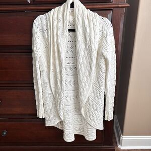CAbi Elegant White Cable Knit Sweater